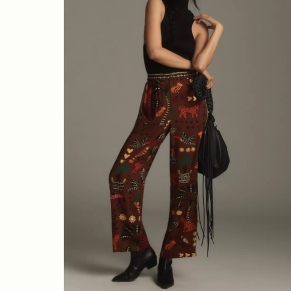 NWT Farm Rio x Anthropologie Printed Wide-Leg Pants SIZE M